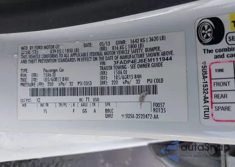 2014 Ford Fiesta Se из США, поврежденный, VIN 3FADP4EJ6EM111944